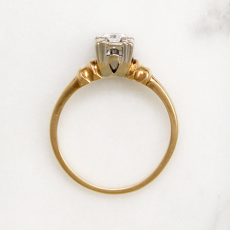 Appealing Two-Tone Retro Diamond Solitaire Ring