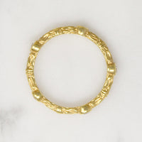Sculpted 14k Gold Band with Five Bright Diamonds