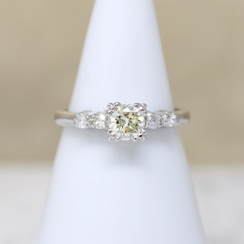 Striking Yellow Diamond in Platinum Engagement Ring