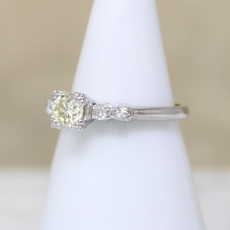 Striking Yellow Diamond in Platinum Engagement Ring