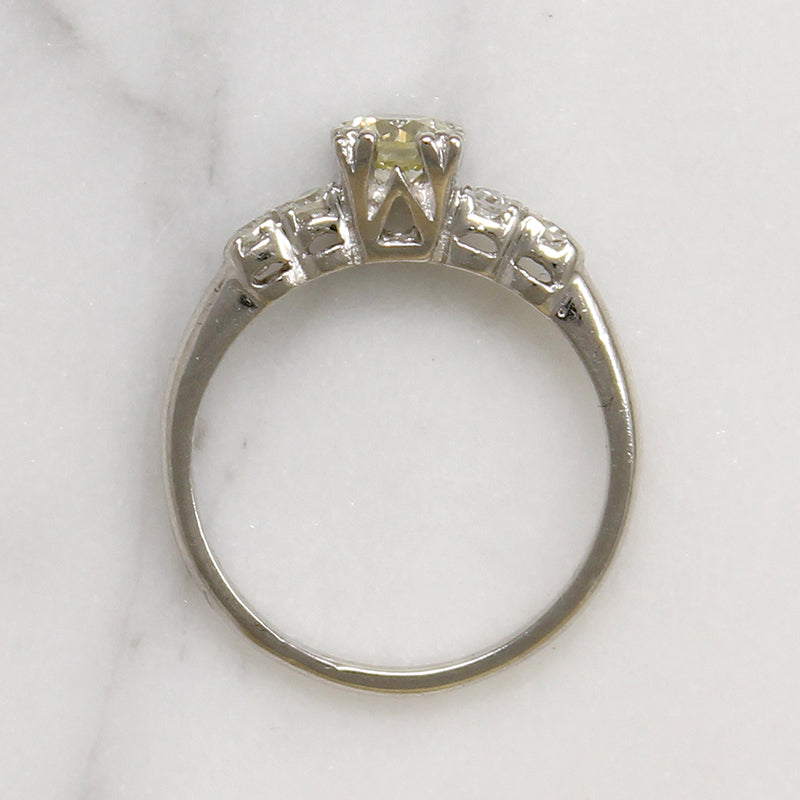 Striking Yellow Diamond in Platinum Engagement Ring