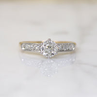 Old Euro Cut Diamond in Elegant Two-Tone Engagement Ring