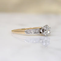 Old Euro Cut Diamond in Elegant Two-Tone Engagement Ring