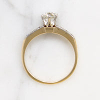 Old Euro Cut Diamond in Elegant Two-Tone Engagement Ring