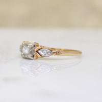 Two-Tone Engagement Ring with Diamonds & Flowers
