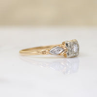 Two-Tone Engagement Ring with Diamonds & Flowers
