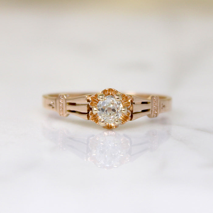 Victorian Old Mine Cut Diamond-Set Belcher Ring