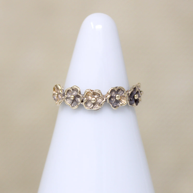 Tiny 14k Gold Flower Crown Pinky Ring