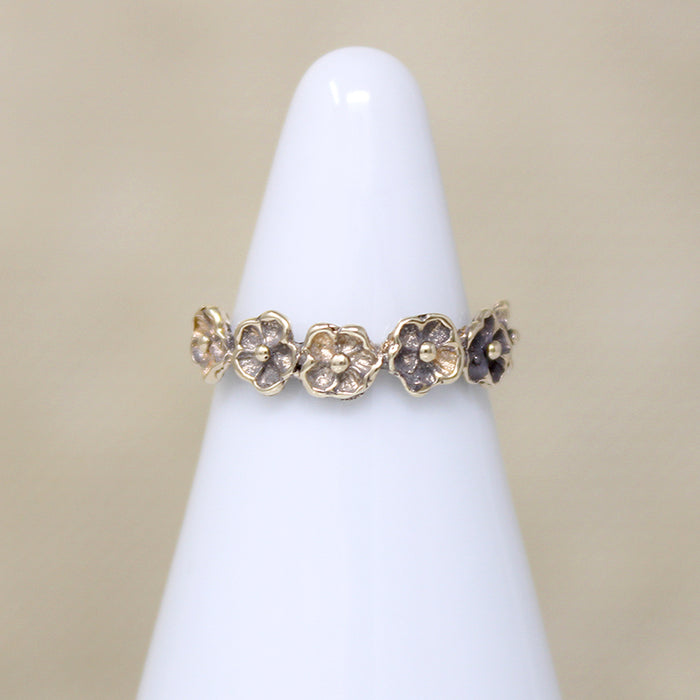 Tiny 14k Gold Flower Crown Pinky Ring