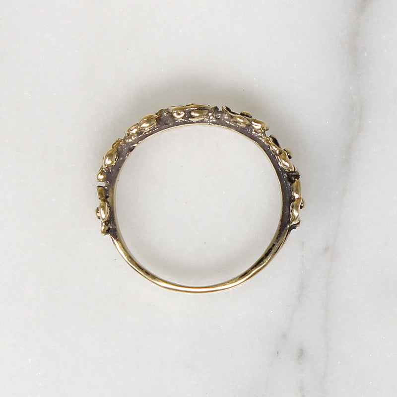 Tiny 14k Gold Flower Crown Pinky Ring