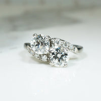 Toi et Moi Old European Diamond Engagement Ring