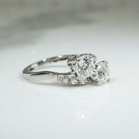 Toi et Moi Old European Diamond Engagement Ring