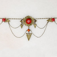 Avant-Garde Brass & Glass Swag Necklace