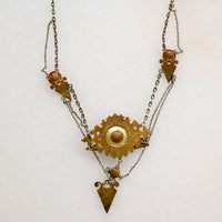Avant-Garde Brass & Glass Swag Necklace