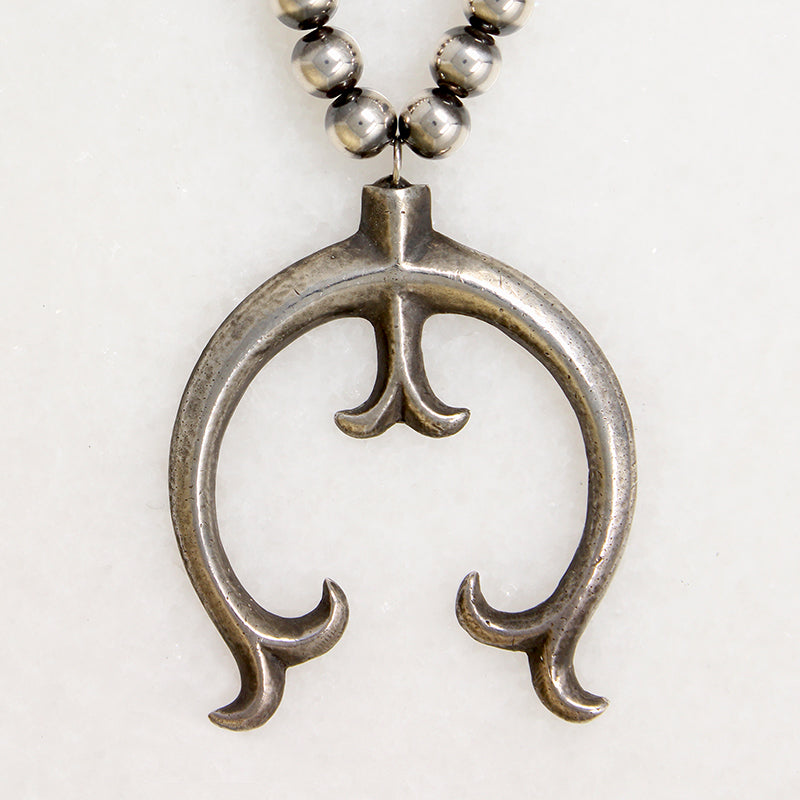 Sandcast Silver Naja on Navajo Bead Necklace