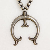 Sandcast Silver Naja on Navajo Bead Necklace