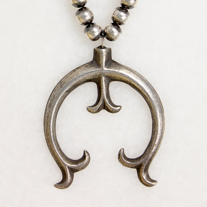Sandcast Silver Naja on Navajo Bead Necklace