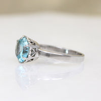 Glamorous Natural Blue Zircon Solitaire Ring