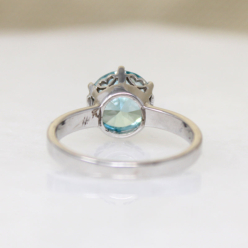 Glamorous Natural Blue Zircon Solitaire Ring