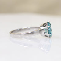 Glamorous Natural Blue Zircon Solitaire Ring