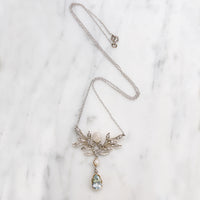 Alluring Art Nouveau Diamond & Aquamarine Necklace