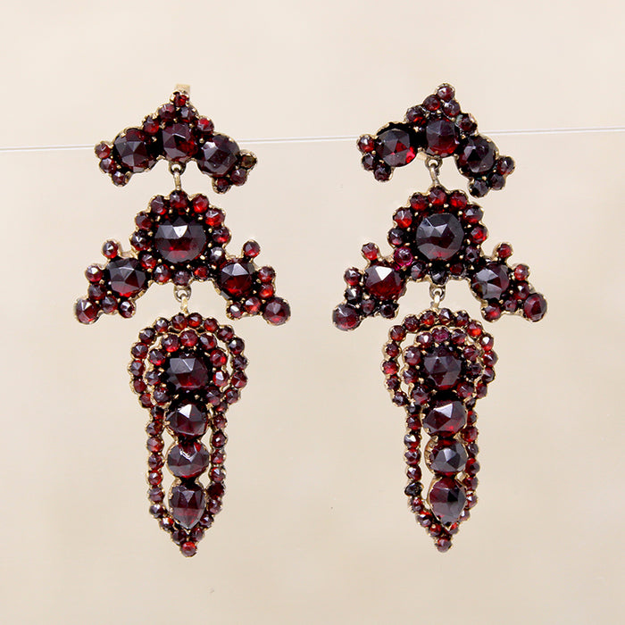 Magnificent Bohemian Garnet Drop Earrings