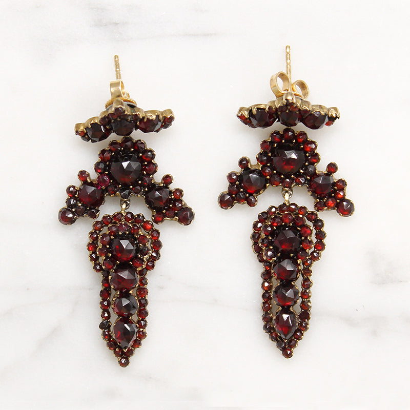 Magnificent Bohemian Garnet Drop Earrings
