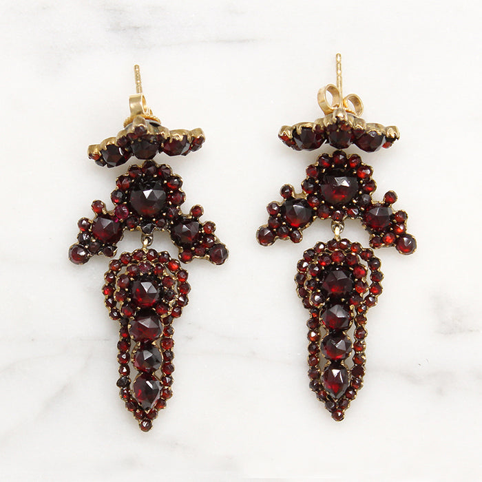 Magnificent Bohemian Garnet Drop Earrings