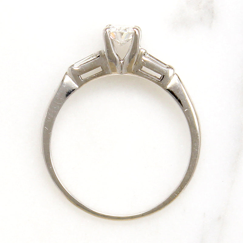 Classic Mid Century Engagement Ring with Oval Diamond