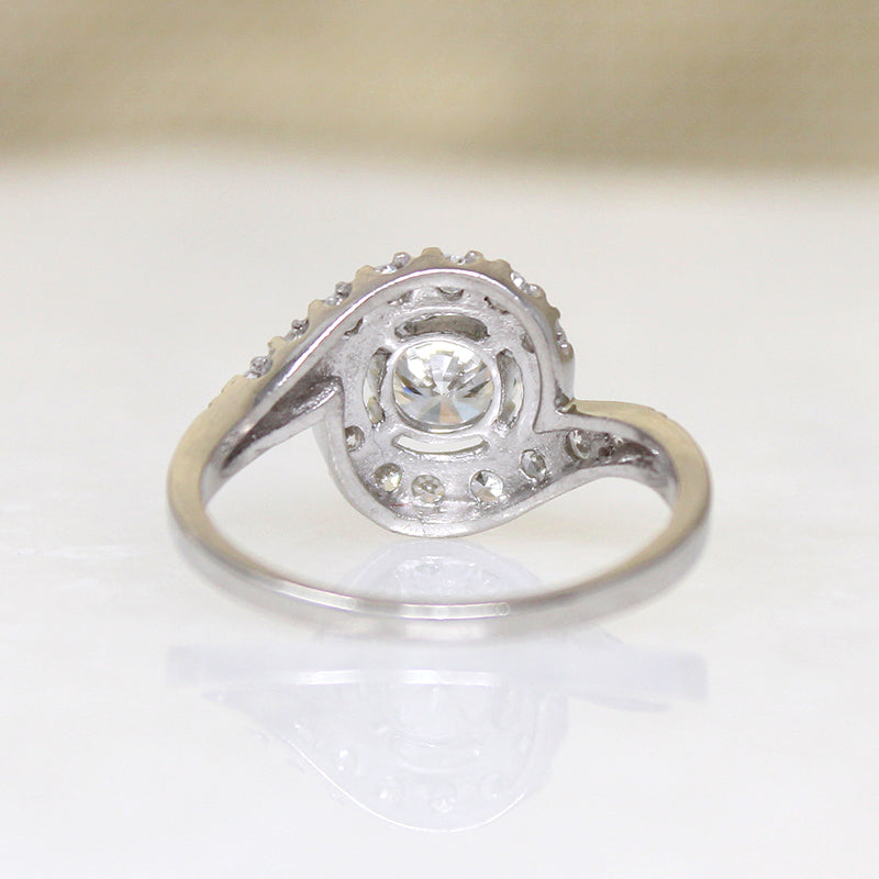 Romantic Mid Century Diamond & Platinum Bypass Ring
