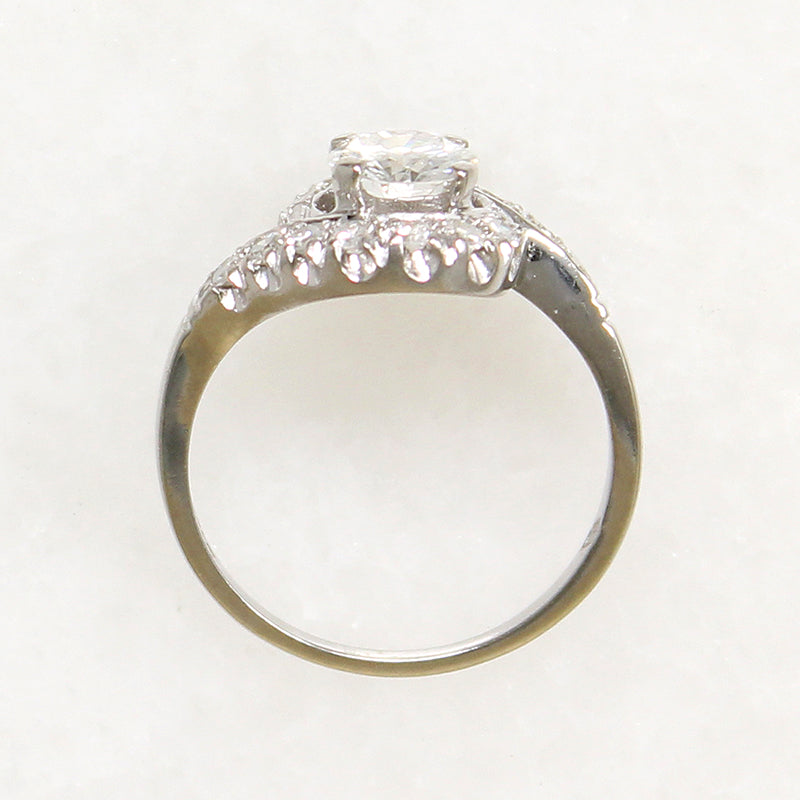 Romantic Mid Century Diamond & Platinum Bypass Ring