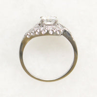 Romantic Mid Century Diamond & Platinum Bypass Ring