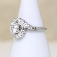Romantic Mid Century Diamond & Platinum Bypass Ring