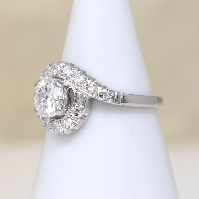 Romantic Mid Century Diamond & Platinum Bypass Ring