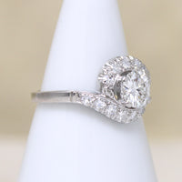 Romantic Mid Century Diamond & Platinum Bypass Ring