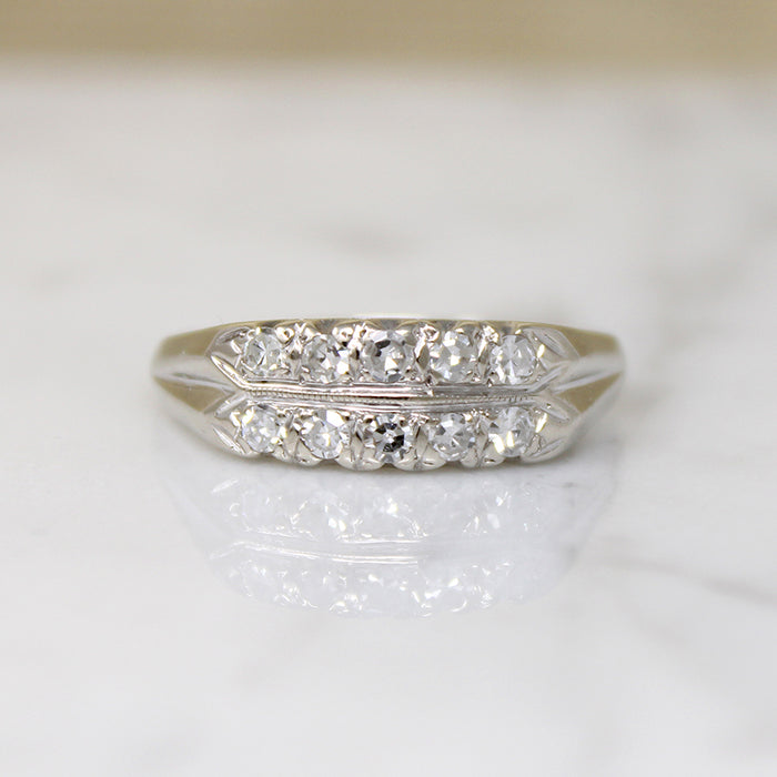 Double-Row Diamond & White Gold Retro Band