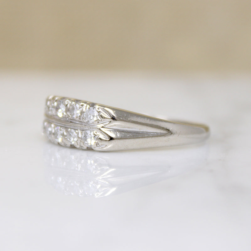 Double-Row Diamond & White Gold Retro Band