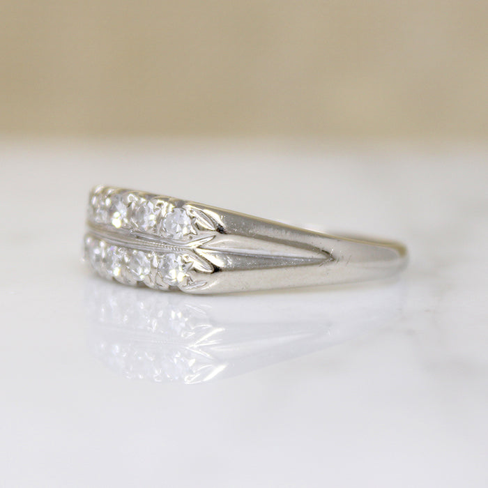 Double-Row Diamond & White Gold Retro Band