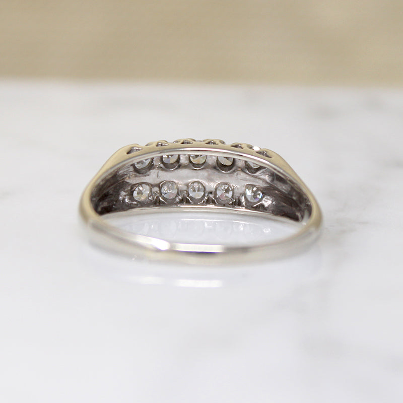 Double-Row Diamond & White Gold Retro Band