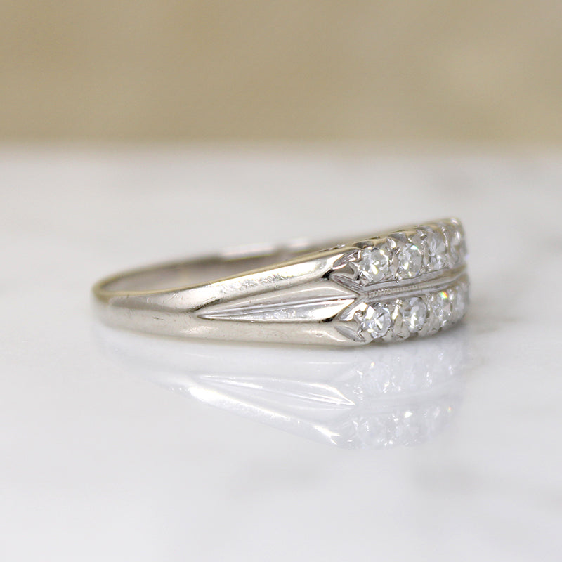 Double-Row Diamond & White Gold Retro Band