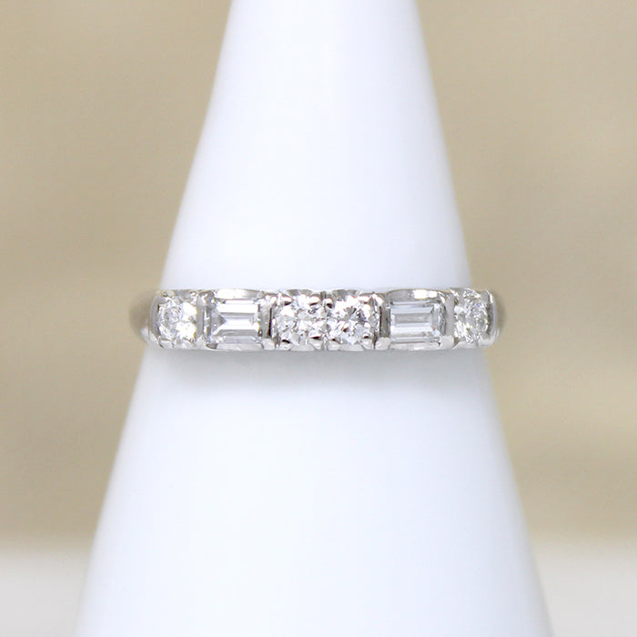 Refined Round & Baguette Diamond Platinum Band
