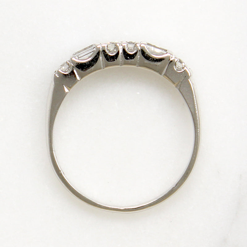 Refined Round & Baguette Diamond Platinum Band