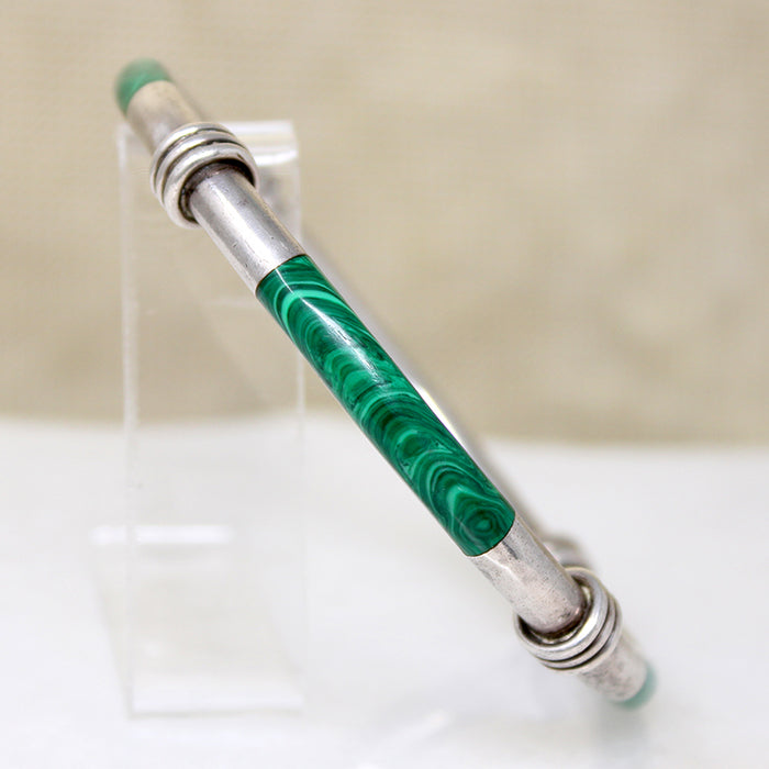 Luscious Malachite Inlay in Sterling Silver Bangle