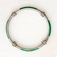 Luscious Malachite Inlay in Sterling Silver Bangle
