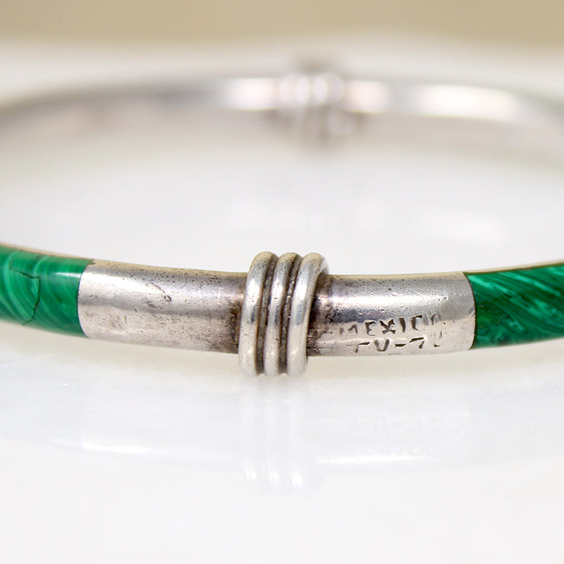Luscious Malachite Inlay in Sterling Silver Bangle