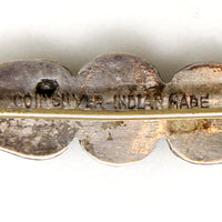 Coin Silver & Turquoise Bar Pin with Rocker Designs