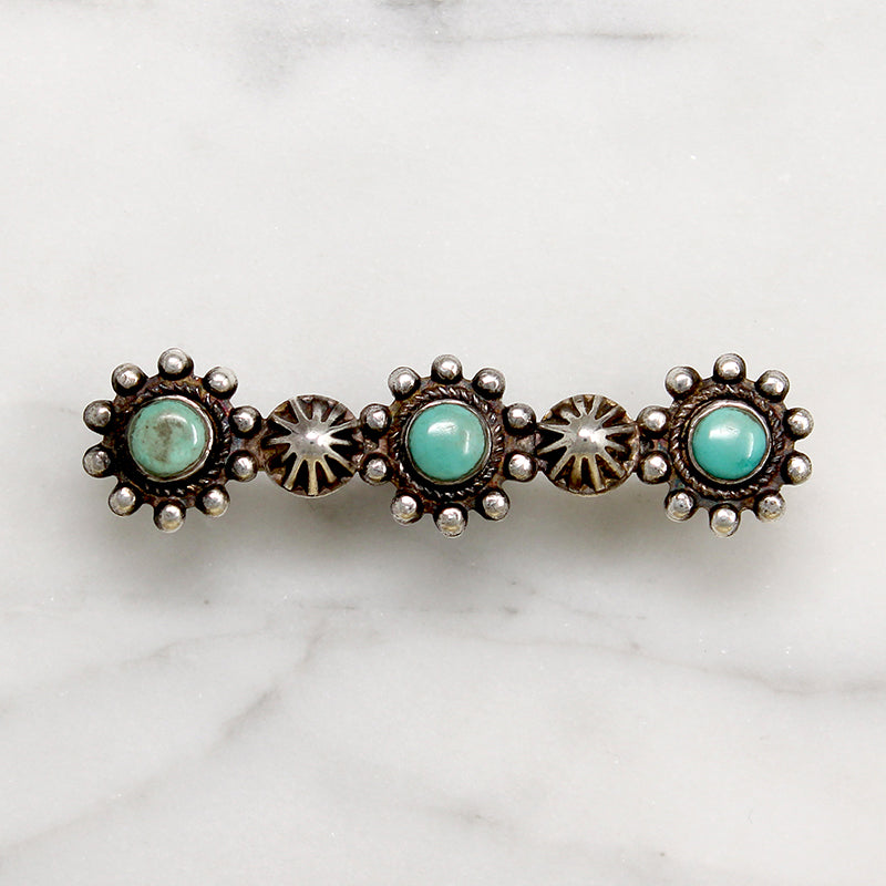 Cheerful Sterling Silver & Turquoise Bar Pin