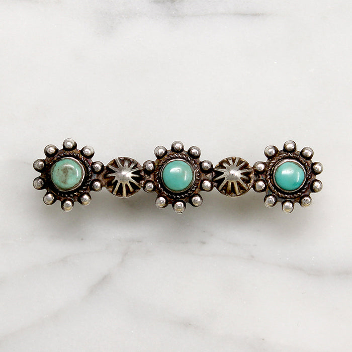 Cheerful Sterling Silver & Turquoise Bar Pin