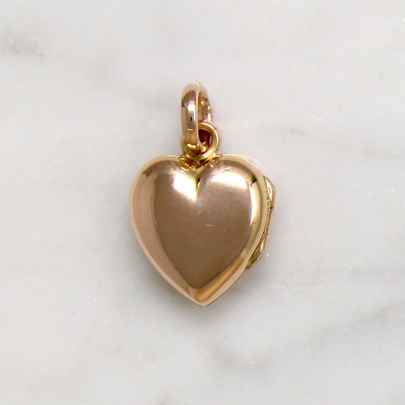 Petite Rosy Gold Heart Locket with Rose Cut Diamonds