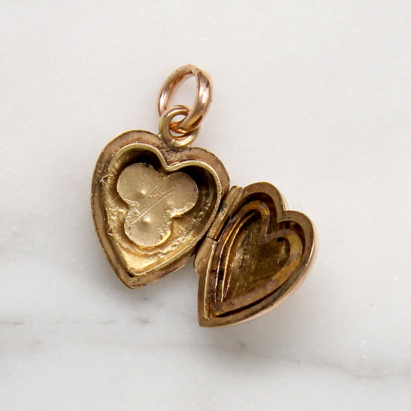 Petite Rosy Gold Heart Locket with Rose Cut Diamonds